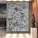 “Gray - White Splatter Abstraction” - Gray, White Abstract Painting On Canvas PS0478