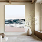“Abstract Coastal Waves” - Soft Blues & Pinks with Textured Layers Painting On Canvas DS208
