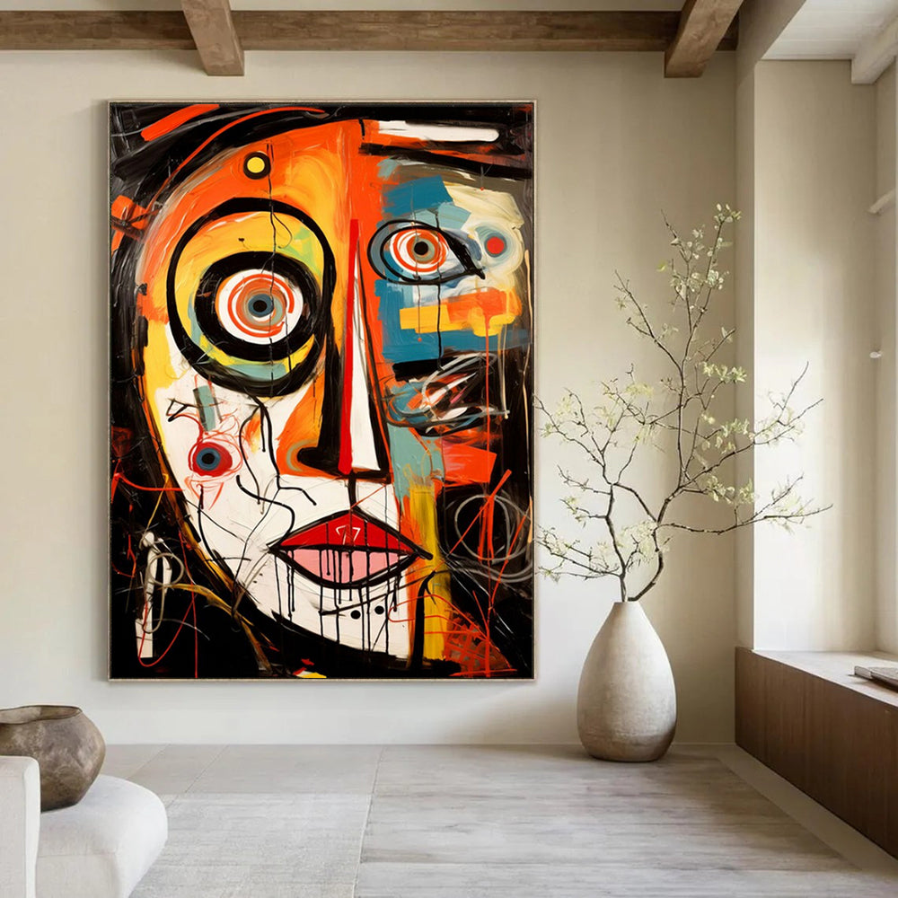 “Colorful Abstract Face” - Neo - Expressionist Painting On Canvas PT2211