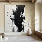 Monochrome Grace Black & White Abstract Female, Painting On Canvas PT2143