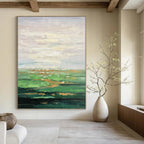 “Green Landscape Abstract” - Impressionist - Inspired Painting On Canvas PT1341