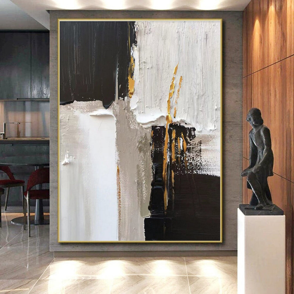 Black, White, Gold Accent Luxe Mix “Gilded Dreams” - Painting On Canvas PS0788