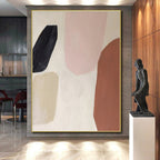 “Blush & Earth Tones” - Black, Pink, Beige, Brown Abstract Minimalist Painting On Canvas PS0656