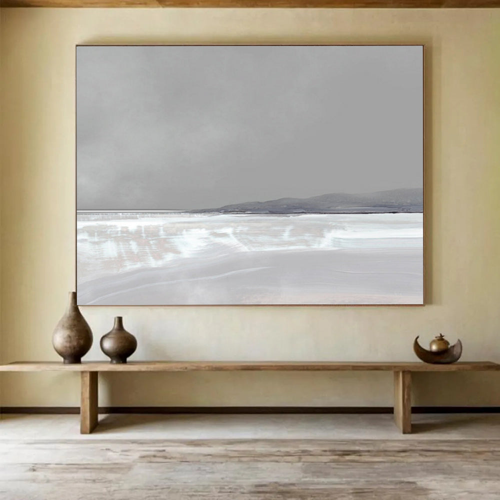 “Monochrome Gray Abstract Landscape” - Serene Abstract Painting On Canvas PT137