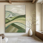 “Green Rolling Hills” - Impasto Landscape Painting On Canvas PT1988