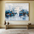 “Cool - Toned Harbor Abstraction” Abstract Painting On Canvas DKS162