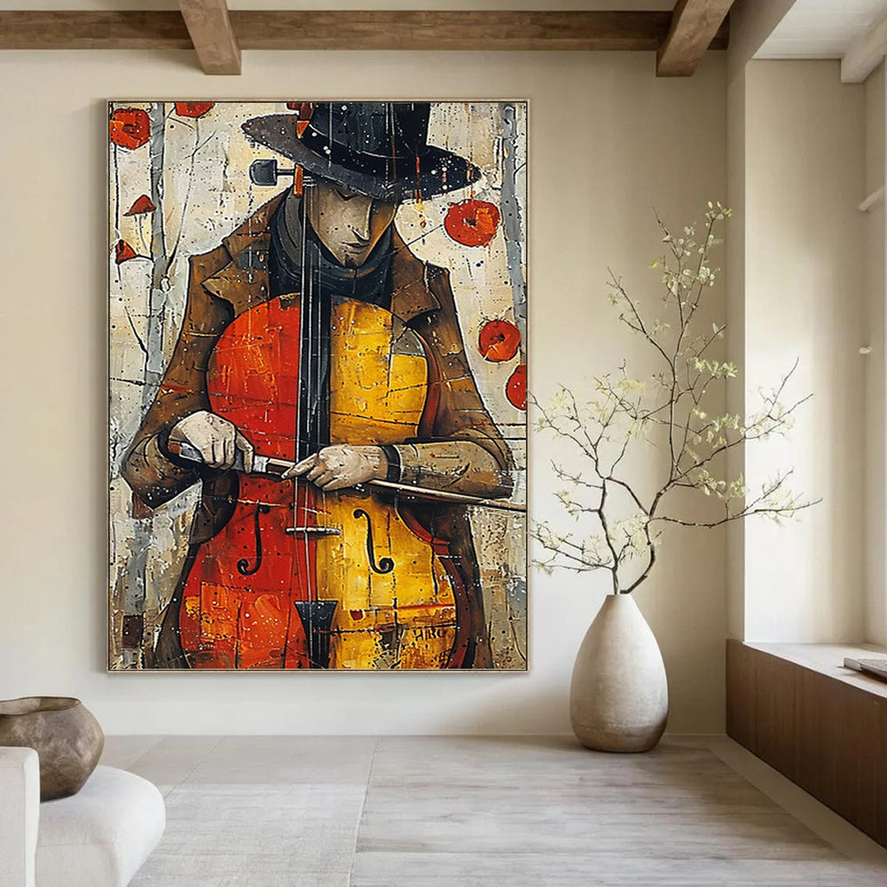 “Musician Portrait” - Stylized, Figurative Painting On Canvas PT1532