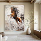 “Dynamic Horse in Motion” - Impressionist - Inspired Animal Painting On Canvas PT1431