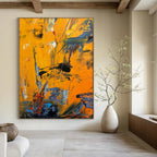 “Vibrant Orange - Blue Abstract” - Abstract Expressionist Painting On Canvas PT1966