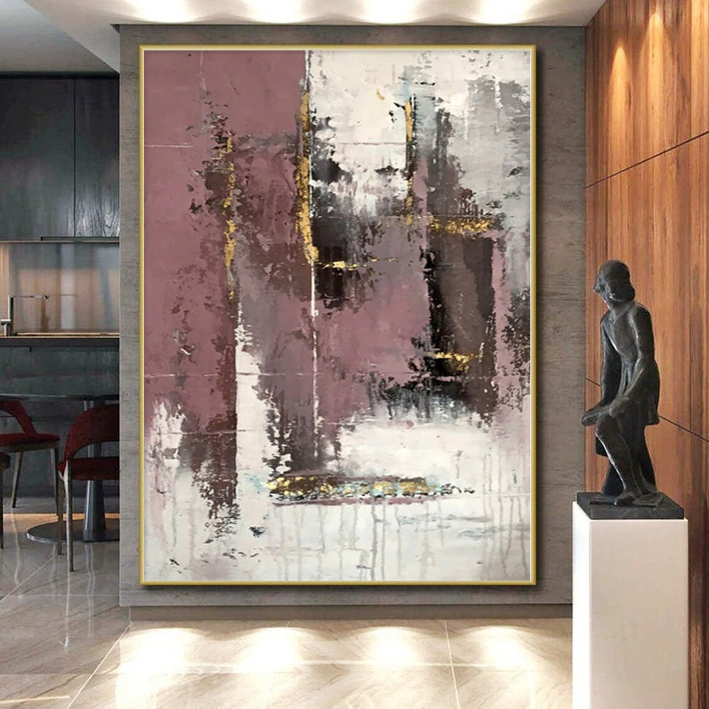 “Purple - Gold Abstract Textured Layers” - Opulent Abstract Painting On Canvas PS0366