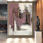 “Purple - Gold Abstract Textured Layers” - Opulent Abstract Painting On Canvas PS0366