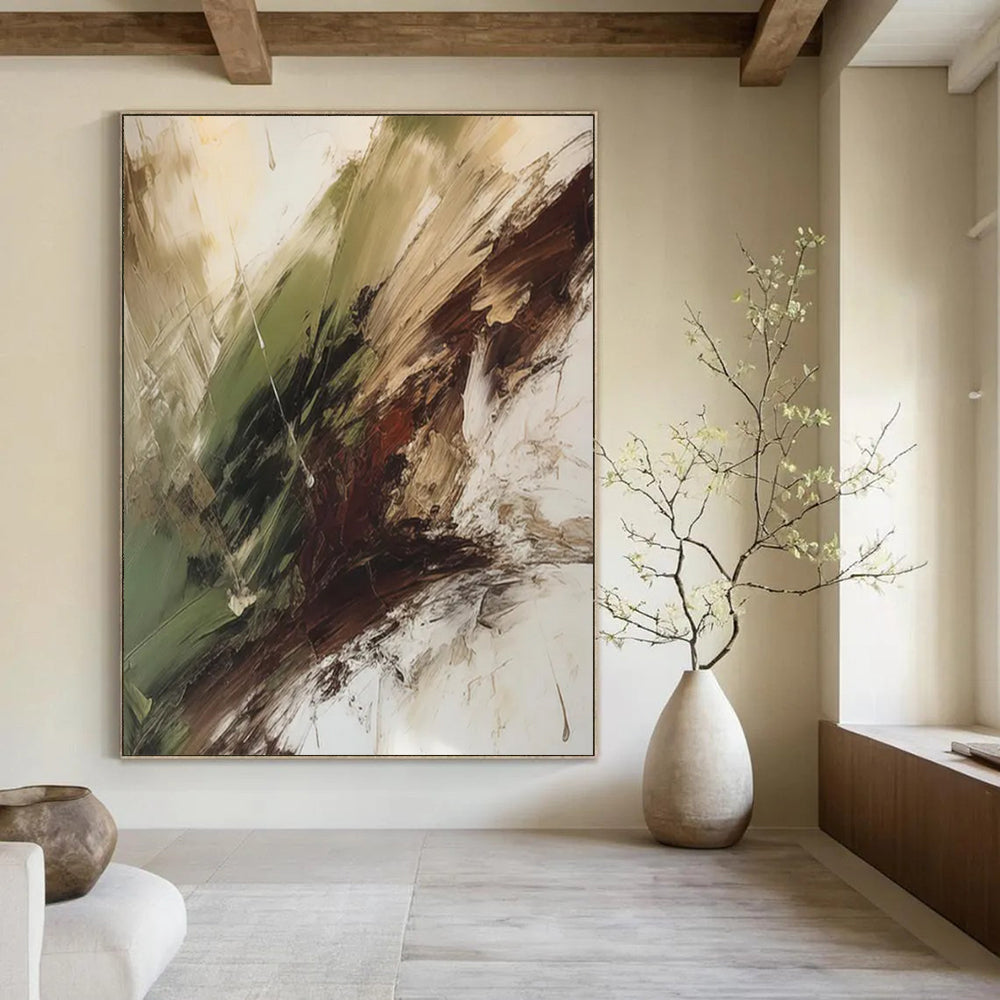 Green - Brown Abstract Earth Tones Painting On Canvas DS118