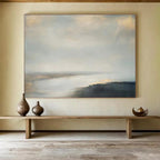 Soft Grey and Beige Sky Over Calm Sea Seascape Painting On Canvas DKS108