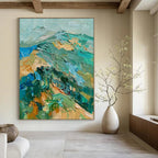 “Textured Green and Blue Impasto Landscape” - Impasto Landscape Painting On Canvas PT1938