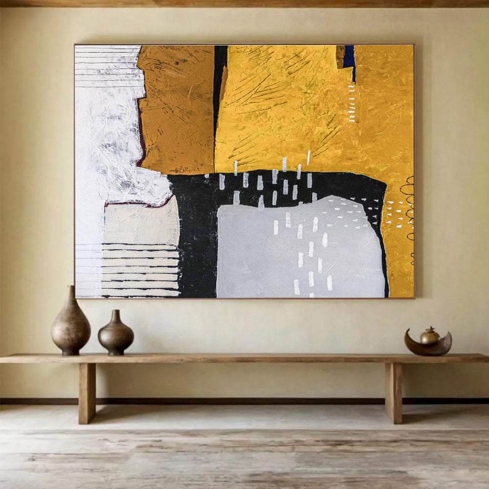 “Gold and Black Geometric Abstract” - Abstract Painting on Canvas DKS574