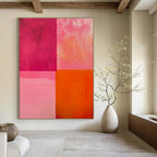 Pink, Purple, Orange with Translucent Squares "Color Wash" Abstract Painting On Canvas PS1479