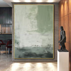 “Green - Gray - White Textured Abstraction” - Green, Gray, White Abstract Painting On Canvas PS0523
