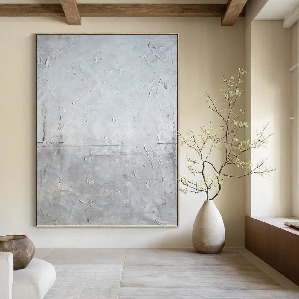 “Textured Gray Minimalism” - Minimalist, Tactile - Styled Painting On Canvas PT1581