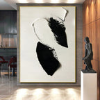 “Bold Black - White Strokes” - Black, White Abstract Minimalist Painting On Canvas PS0710