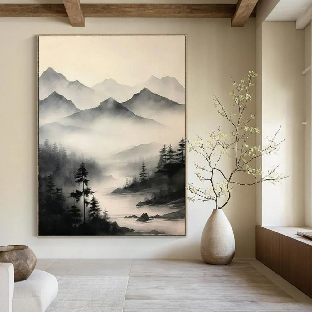 Soft Hues with Gold Highlights "Gilded Mist" Abstract Painting On Canvas PS1212