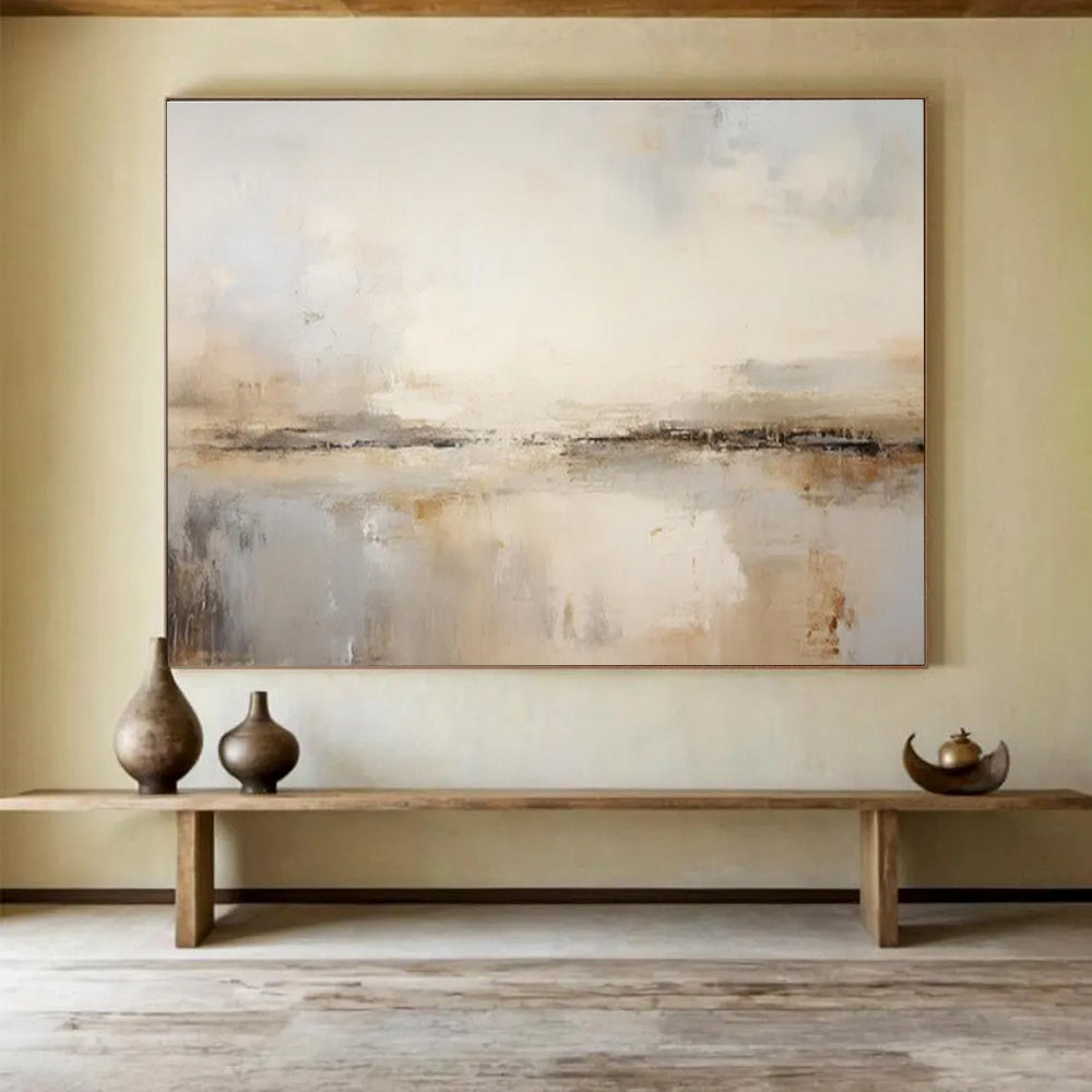 “Neutral Toned Abstract Landscape” - Abstract Landscape Painting, Suitable for Minimalist Bedroom & Yoga Studio DKS623