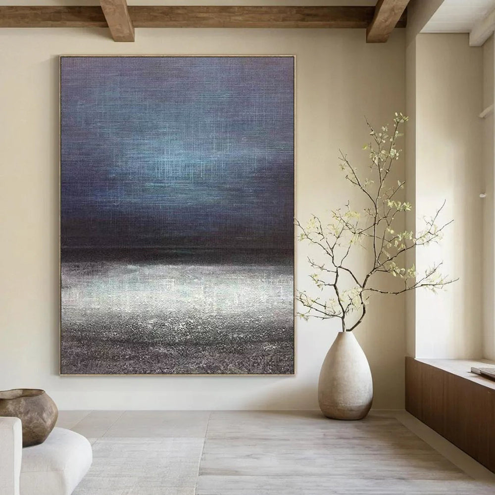 “Dark Tones Minimalist Landscape” - Deep Shades with a Calming Horizon Painting On Canvas DS259
