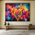 “Colorful Heart Graffiti” - Vibrant Colors “Love Bomb” Painting On Canvas PT1630