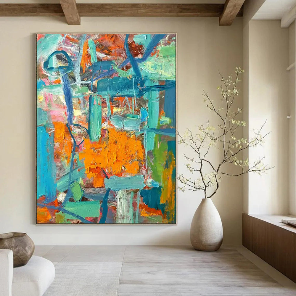 “Colorful Abstract Chaos” - Expressionist Abstract Painting On Canvas PT2291