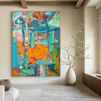 “Colorful Abstract Chaos” - Expressionist Abstract Painting On Canvas PT2291