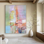 “Pastel Abstract Composition” - Abstract Expressionist Painting On Canvas PT2259