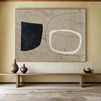 “Minimalist Black, White, and Beige Shapes” - Geometric Abstract - Painting On Canvas PT1789
