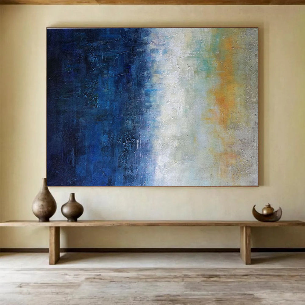 “Blue and Gold Gradient” - Abstract Oil Painting On Canvas DKS854