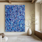 “Blue and White Drip Abstract” - Action - Inspired, Dynamic Painting On Canvas PT1560