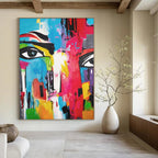 “Vibrant Abstract Face” - Expressionist Pop - Art Painting On Canvas PT2220