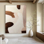 “Neutral - Brown Textured Shapes” - Abstract Expressionist Painting On Canvas PT1164