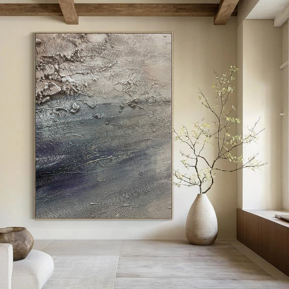 “Gray - Purple Textured Abstract” - Moody Abstract Painting On Canvas PS0115