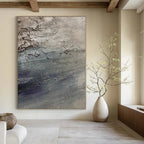 “Gray - Purple Textured Abstract” - Moody Abstract Painting On Canvas PS0115