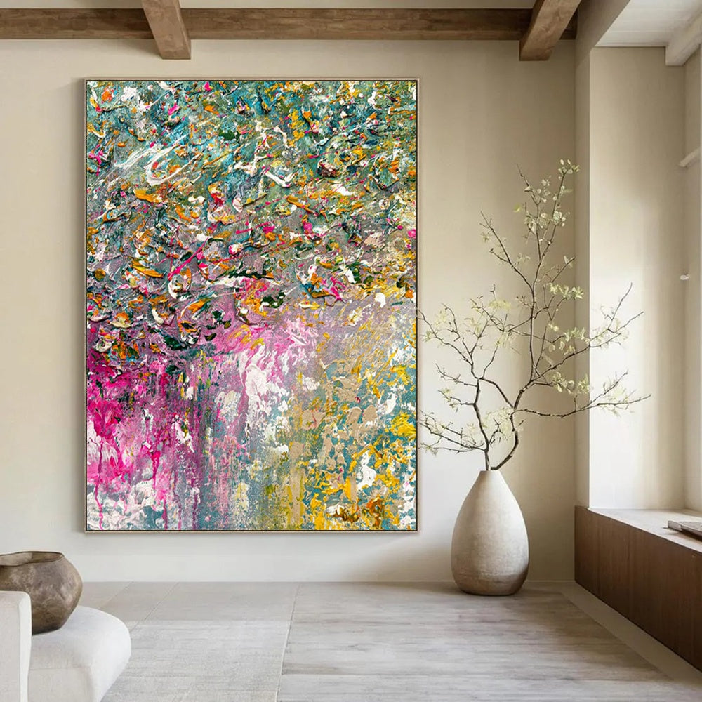 Colorful Impasto Carnival - Thick Paint Multicolor Abstract Painting On Canvas PS1228