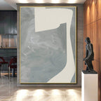 “Gray - White Abstract Forms” - Gray, White Minimalist Abstract Painting On Canvas PS0437