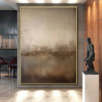 “Beige - Brown Textured Horizon” - Beige, Brown, Gray Abstract Textured Painting On Canvas PS0573