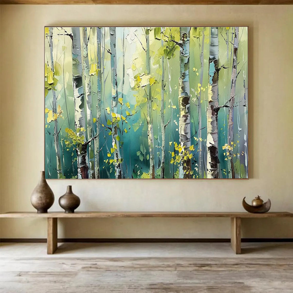 Aspen Glow - Forest Oil Painting, Fit for Reading Nook & Yoga Studio DKS670