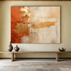 “Orange - Gold - Gray Abstract Fusion” - Warm - Tone Abstract Painting On Canvas PT1571