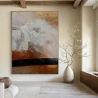 “Textured Wood Abstract” - White & Black on Brown Background Painting On Canvas DS185
