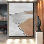 “White & Brown Minimalist Shapes” - Minimalist Abstract Painting On Canvas PS0406