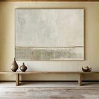 “Subtle Gray Divide” - Gray & Brown Abstract, Minimalist Oil Painting On Canvas DKS736