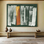 “Green Background with Gray and Gold Strokes” - Abstract Acrylic Painting, Great for Office & Living Room DKS612