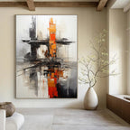“Urban Skyline Abstraction” - Industrial Abstract Painting On Canvas PS0177