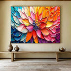 “Colorful Impasto Flower” - Impasto Oil Floral Painting On Canvas DKS866