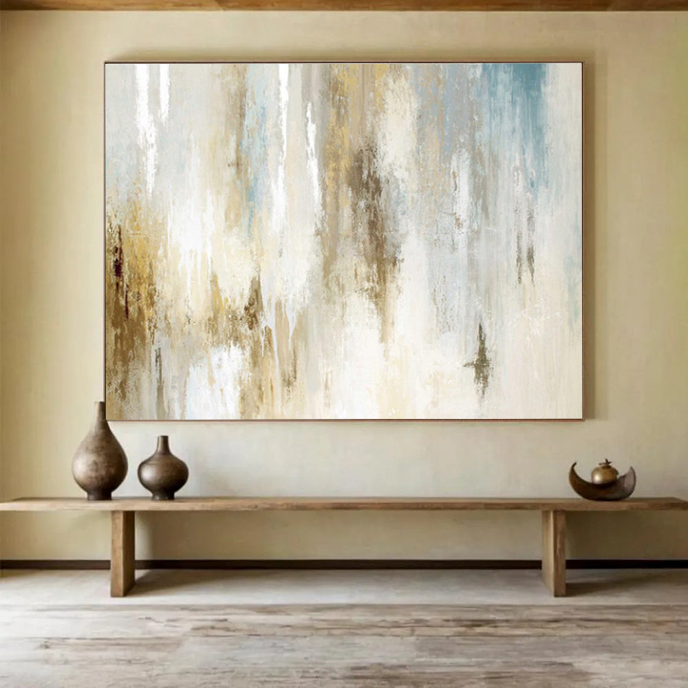 Neutral Toned Abstract Verticals Minimalist Abstract Painting On Canvas DKS137