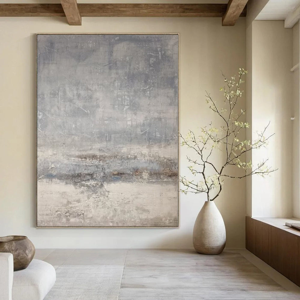 “Gray - Blue Textured Abstract” - Subtle Abstract Painting On Canvas PS0117